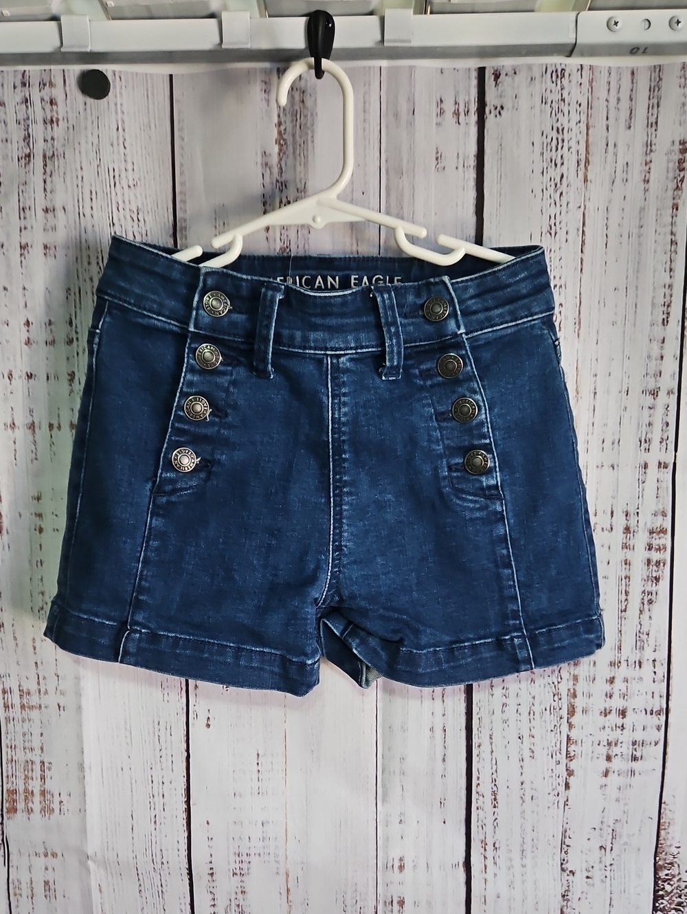 🖤 American Eagle Outfitters Dark Blue Denim Sailor-Button Shorts